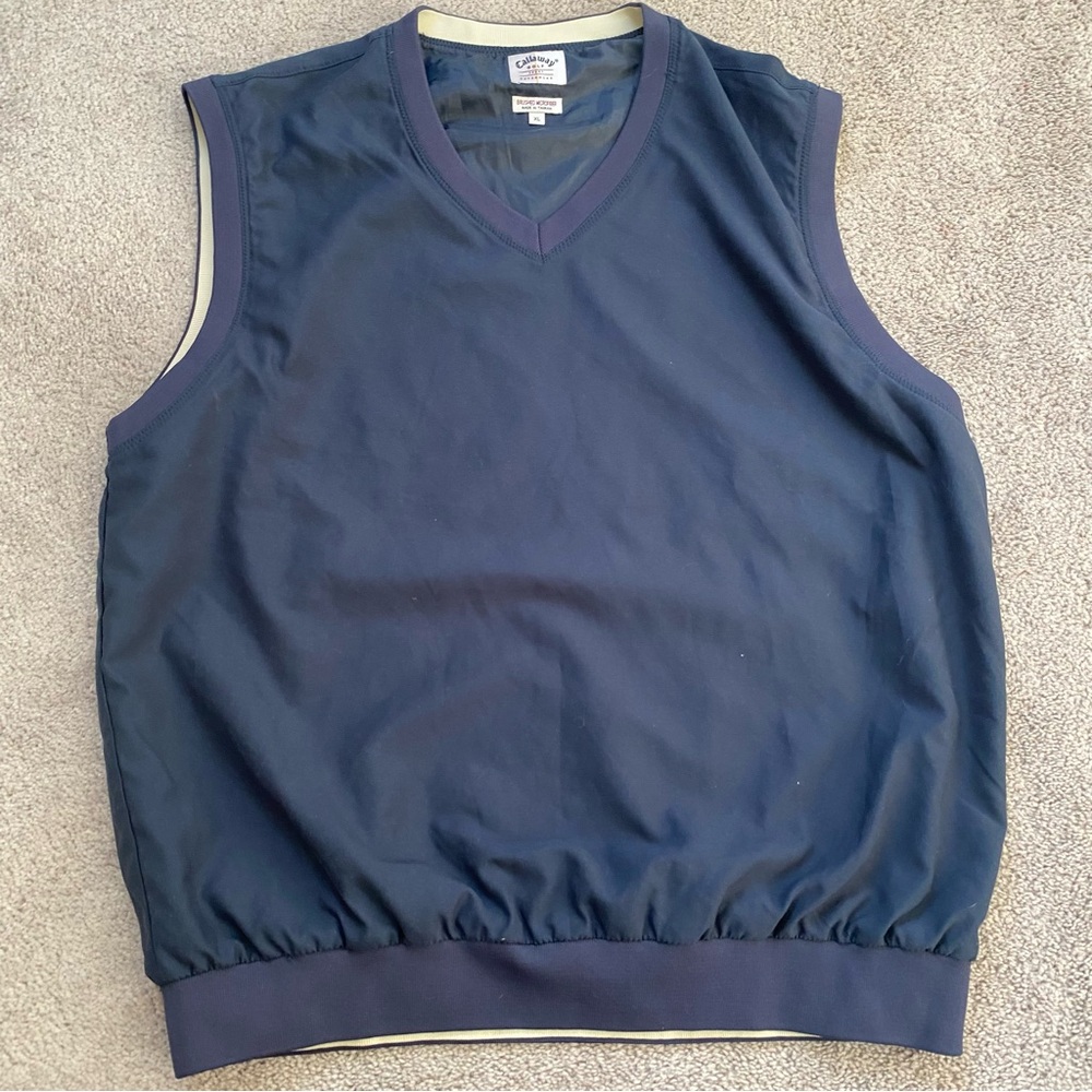Vintage Callaway Golf Vest Mens XL Blue Windbreaker V Neck